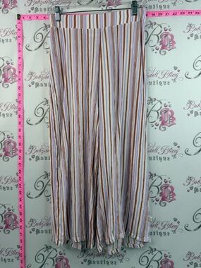 La vie en rose aqua pants Striped Wide-Leg Palazzo Pants - White, Tan, Rust